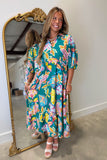 Umgee Teal Paisley Midi Dress