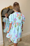 Umgee Pastel Print Dress Seafoam RESTOCK