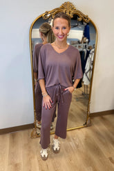 Softies Capri V Neck Lounge Set Driftwood