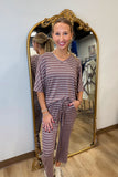Softies Capri V Neck Lounge Set Driftwood Stripe