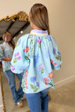 Umgee Contrast Trim Top Seafoam