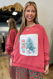 Christmas Corduroy Patch Sweatshirt Red