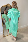 Umgee Masters Green Striped Midi Dress