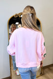 Mary Square Sequin Wreaths Sweatshirt Pink