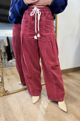 Corduroy Barrel Jeans Burgundy