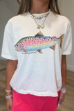 PREORDER Rainbow Trout Crop Graphic Tee