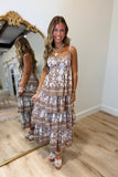 Cafe Latte Floral Tiered Dress
