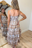 Cafe Latte Floral Tiered Dress