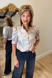 Champagne Elegance Short Sleeve Blouse