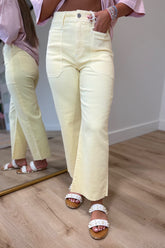 JBD High Rise Utility Wide Leg Jean Pastel Yellow