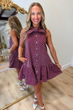 Lots of Dots Button Front Dress Maroon