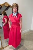 APNY Smocked Midi Dress Red