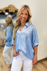 Blue Experiences Metallic Top.