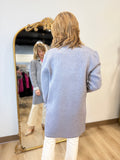 Charlie B Blanket Stitch Long Cardigan Grey