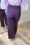 Perfecting Dot Pants Wine Pink
