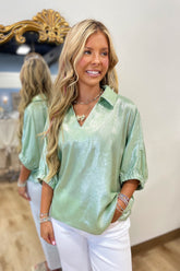 Sage Experiences Metallic Top