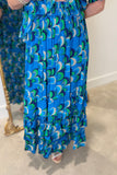 APNY Tiered Print Skirt Blue Lagoon