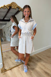 Power Cinch Contrast Stripe Dress Taupe