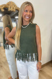 Feeling Fringe Sweater Vest Olive
