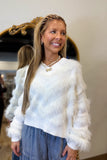 Fuzzy Fur Chevron Sweater Ivory