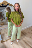 Eyelet Grace Blouse Olive