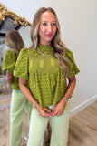 Eyelet Grace Blouse Olive