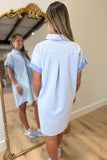 SoftWash Button Denim Dress Blue