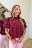 Eyelet Grace Blouse Maroon