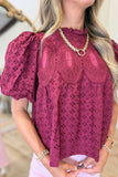 Eyelet Grace Blouse Maroon