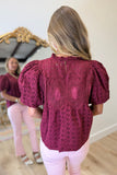 Eyelet Grace Blouse Maroon