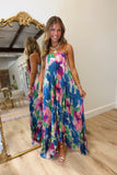 Seraphina Strapless Satin Dress Lapis Bloom
