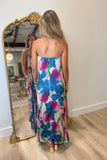 Seraphina Strapless Satin Dress Lapis Bloom