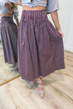 Autumn Charm Plaid Skirt Maroon