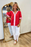 Red Alert Short Sleeve Blouse