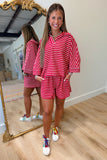 Seventh Inning Striped Short Set Red