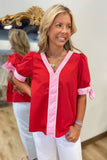 Red Alert Short Sleeve Blouse