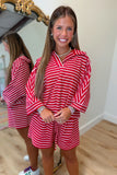 Seventh Inning Striped Short Set Red