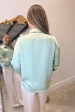 Feminine Silk Tie Front Blouse Green