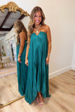 Seraphina Strapless Satin Dress Emerald