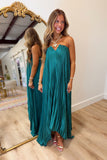 Seraphina Strapless Satin Dress Emerald