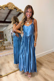 Pleated Poise Satin Dress