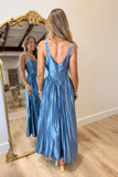 Pleated Poise Satin Dress