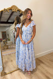 Something Blue Floral Velvet Dress
