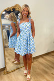 Hydrangea Print Dress Blue