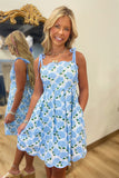 Hydrangea Print Dress Blue