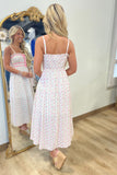 Floral Bow Pattern Dress Pink