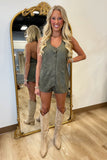 Rustic Roots Suede Romper Olive