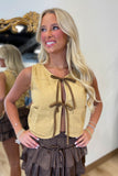 Autumn Rose Tie Vest Top Camel