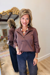 Foxcroft Catalina Blouse Chocolate