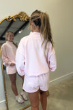 Lulu Mac Terrycloth Mock Neck Sweatshirt Light Pink